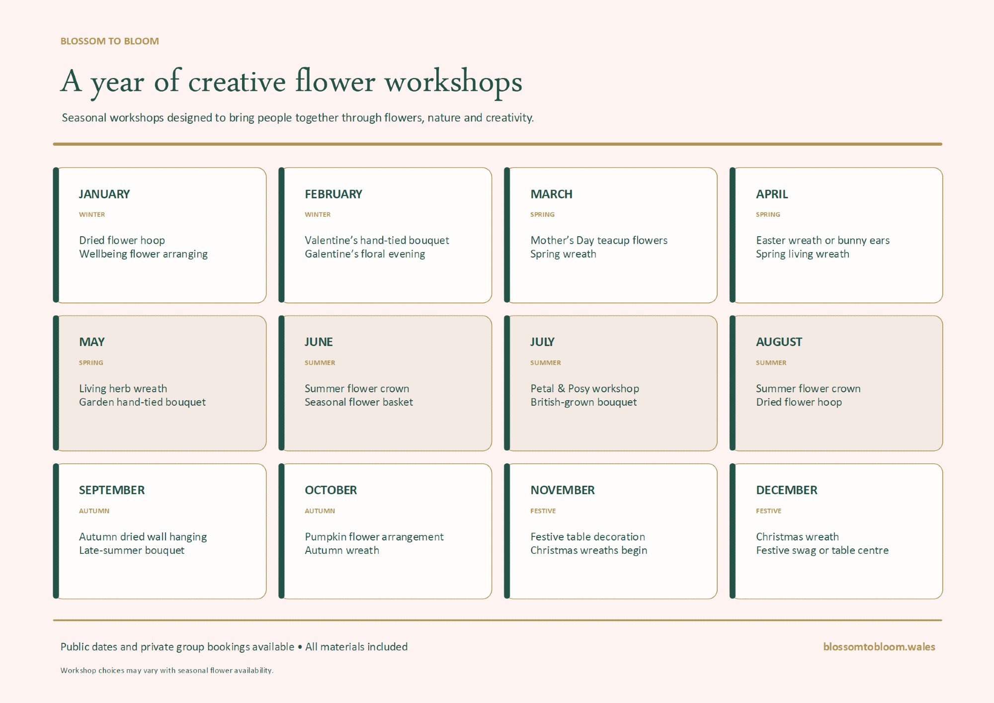 A year of creative flower workshops