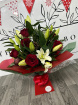 Bouquets | Mother's Day | Valentine's Day | Lilies, Roses & Greenery Aqua Box
