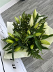 Bouquets | Mother's Day | Lilies and Greenery Aqua Bag