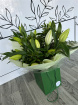 Bouquets | Mother's Day | Lilies and Greenery Aqua Bag