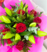 Bouquets | Mother's Day | Lilies, Roses & Greenery Aqua Bag