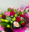 Bouquets | Mother's Day | Lilies, Roses & Greenery Aqua Bag