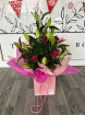 Bouquets | Mother's Day | Valentine's Day | Lilies, Roses & Greenery Aqua Bag