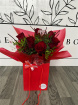 Bouquets | Christmas | Valentine's Day | Long Stem Red Roses & Greenery Aqua
