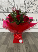 Bouquets | Christmas | Valentine's Day | Long Stem Red Roses & Greenery Aqua