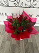Bouquets | Christmas | Valentine's Day | Long Stem Red Roses & Greenery Aqua