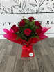 Bouquets | Valentine's Day | Long Stem Red Roses & Greenery Aqua