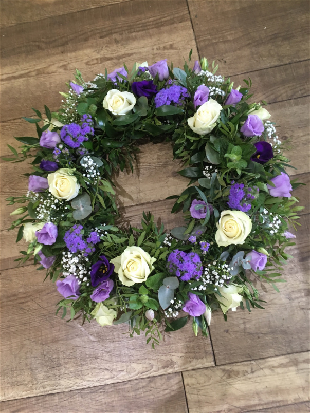 Funeral | Purple and white wreath