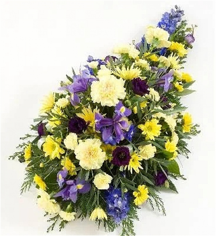 Funeral | Yellow and purple spray
