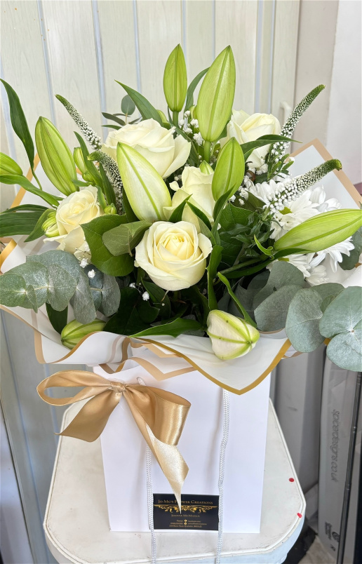 Bespoke Bouquets | Sympathy Flowers | White Lily&Rose Bouquet