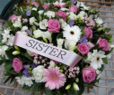 Funeral Posie Arrangements | Pink & White Mixed Posie Arrangement