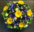 Funeral Posie Arrangements | Yellow & Purple Posie Arrangement