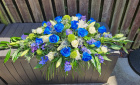 Casket Spray | Football Tributes | Blue Roses and White Lillies Casket Spray
