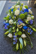 Football Tributes | Funeral Casket Sprays | Blue Roses and White Lillies Casket Spray