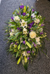 Funeral Flowers Selection | Funeral Single Ended Casket Sprays | White & Purple Single Ended Spray