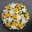 Cemetery Flowers | Funeral Posie Arrangements | Yellow & White Mixed Posy Arrangement