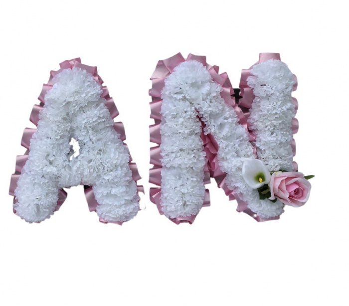 NAME/LETTERS | 2 letter Artificial Silk Funeral Flower Letters For Grave Decoration Memorial Tribute