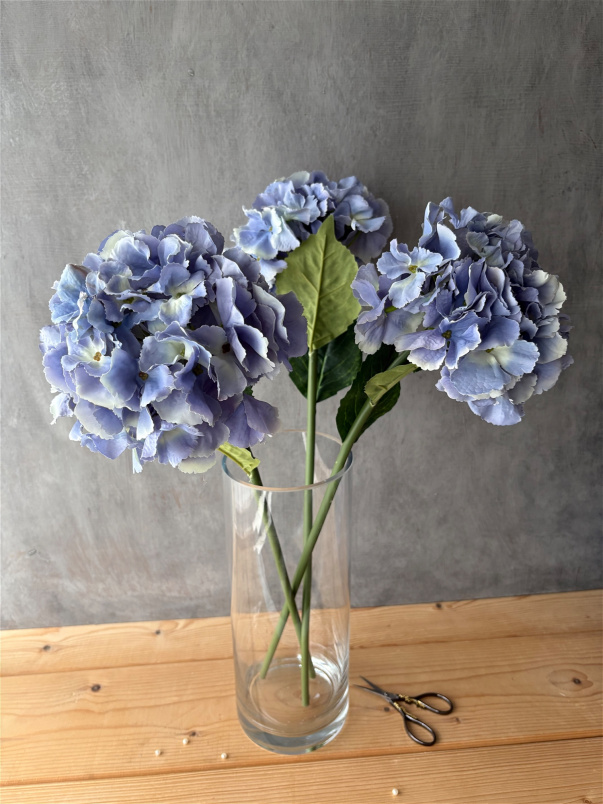 Silk Flower Stems | Upsell gifts | Hydrangea Ocean Blue French Style 54cm