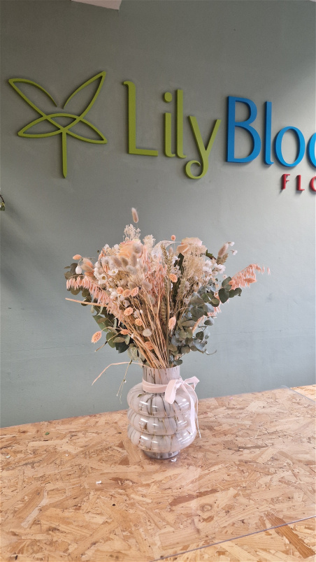 Mother's Day | Tickled Peach & Green Faux flower vase