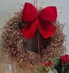 Christmas Decorations & Gifts | Natural Hops Dried Red Bow Wreath
