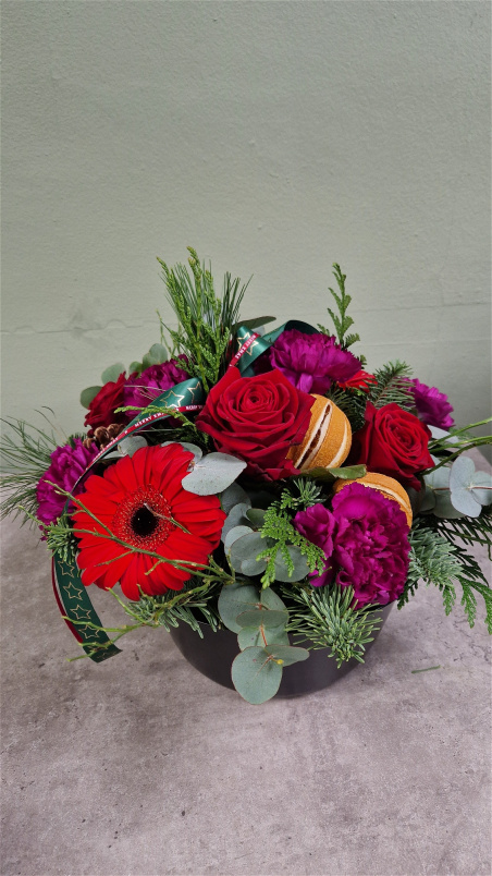 Flowers for Christmas Wexford | Crimson & Citrus Evergreen Centrepiece