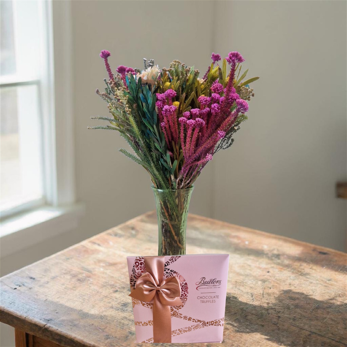Bouquets & Gift Flowers | Rainbow Jar of Joy Combo with Milk Chocolate Truffles