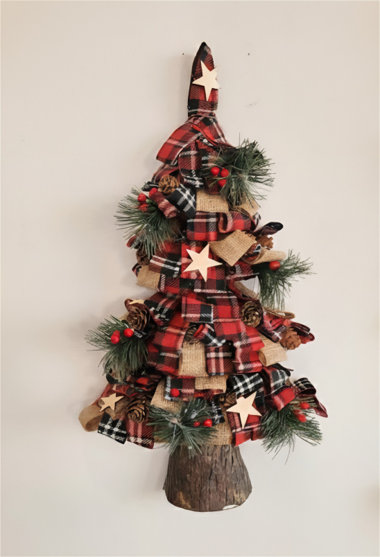 Christmas | Rustic Plaid Wall Hanging Christmas Tree