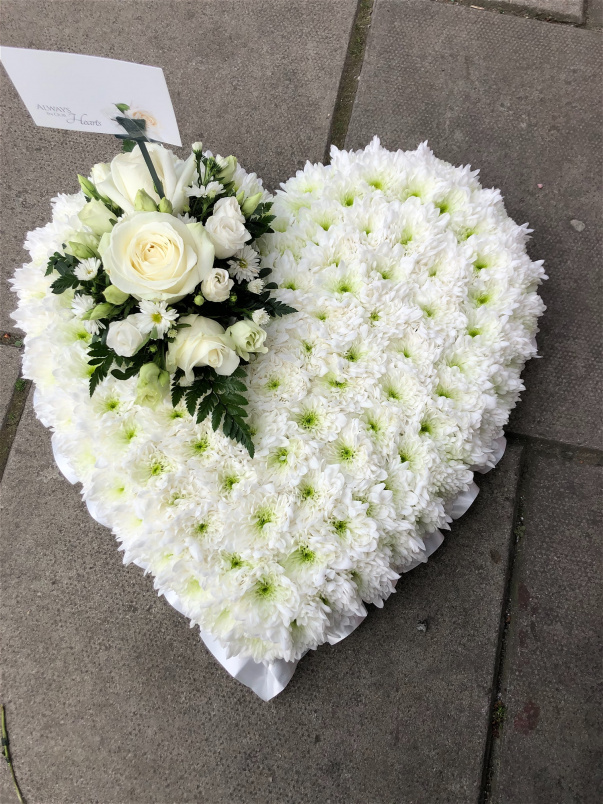Funeral and Sympathy - 3 days notice required | White Based heart tribute