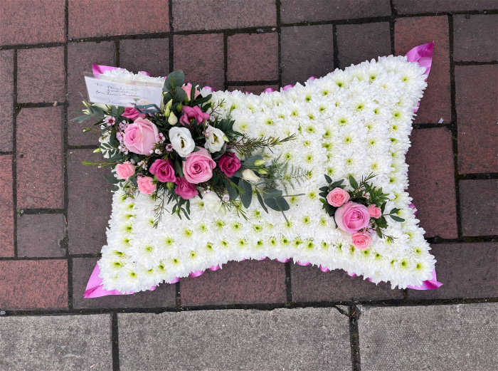 Funeral and Sympathy - 3 days notice required | Pillow based pink & white