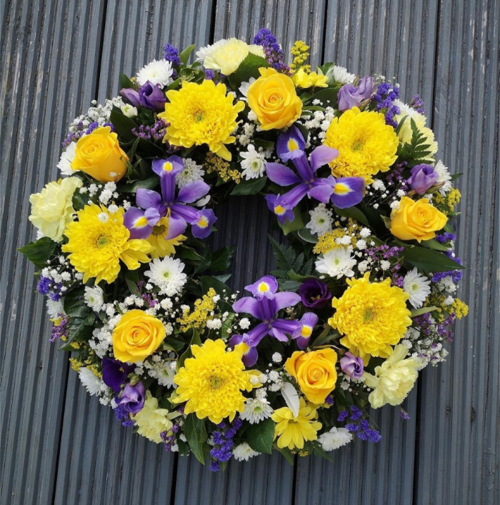 Funeral Wreaths  | Yellow and Purple Wreath
