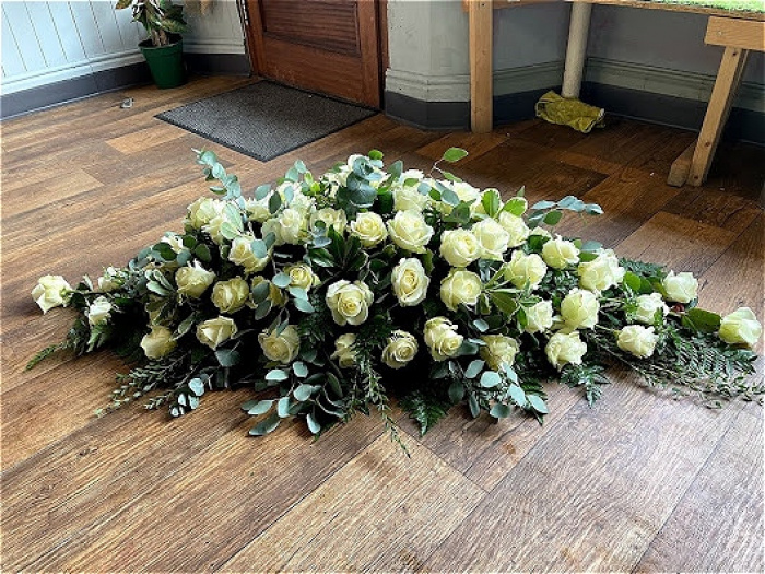 Casket Sprays | Classic White Rose Spray