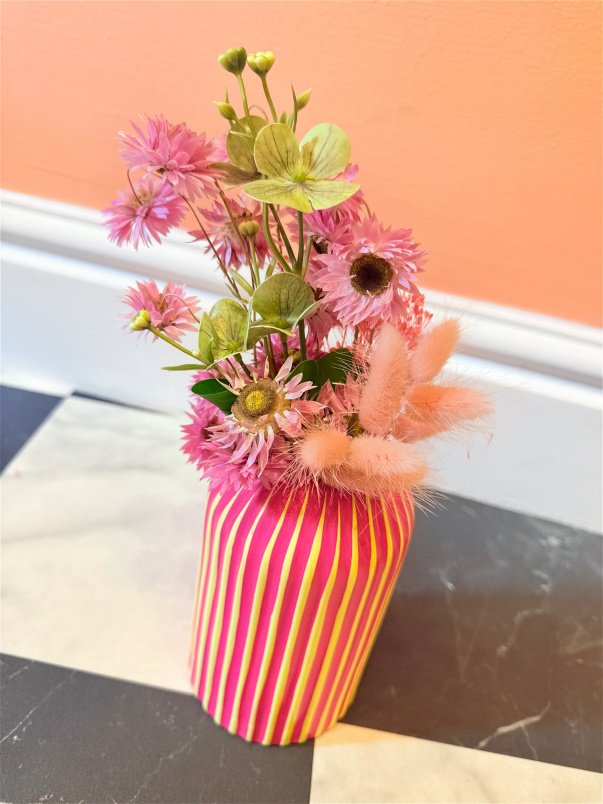 Dried Flowers | Gifts | Handmade Vase Yellow Stripe