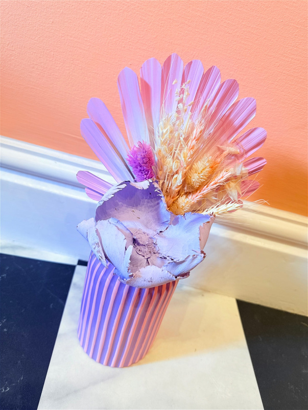 Dried Flowers | Gifts | Handmade Vase Striped Lilac