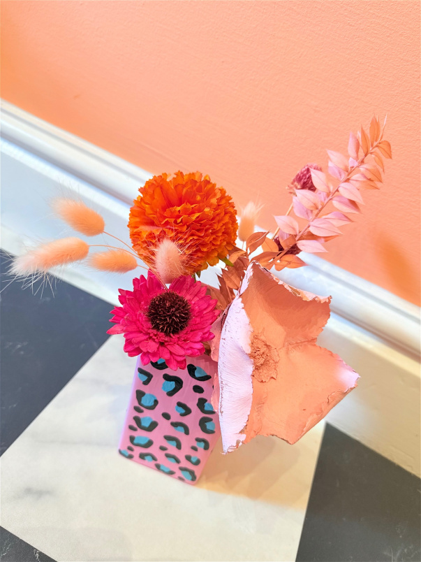 Dried Flowers | Gifts | Handmade Vase Pink Leopard