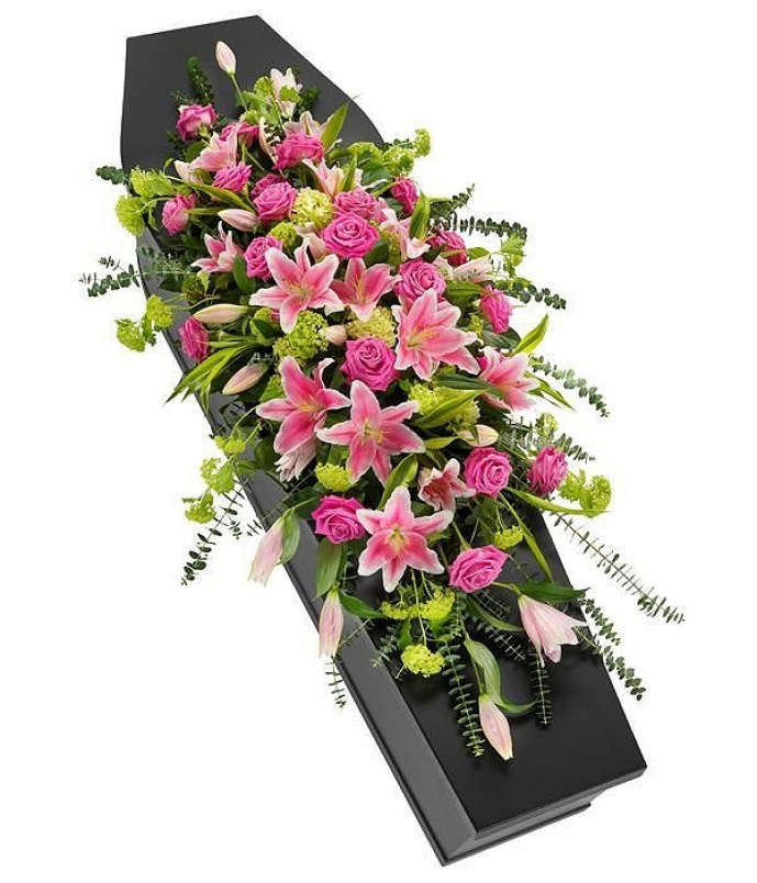 Funeral Flowers | Rose & Lily Casket Spray