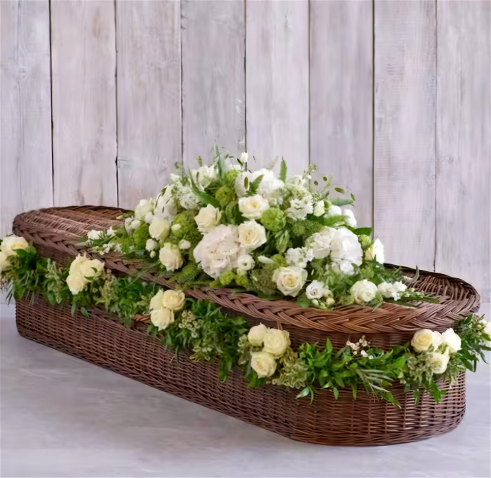 Funeral Flowers | Extravagant White Casket Spray