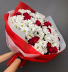 Bouquets | Valentine's Flowers | Elegant Red Rose & White Chrysanthemum Bouquet