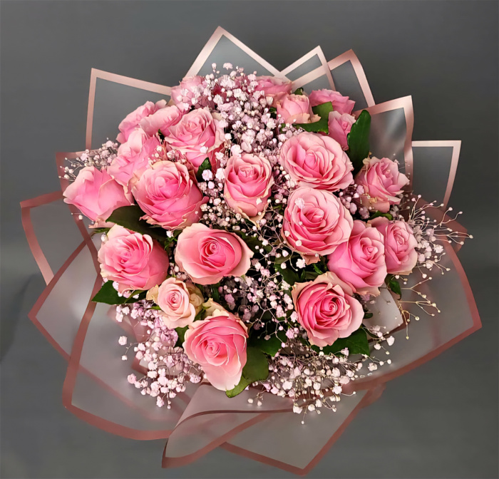 Bouquets | Valentine's Flowers | Blush Pink Rose & Gypsophila Bouquet