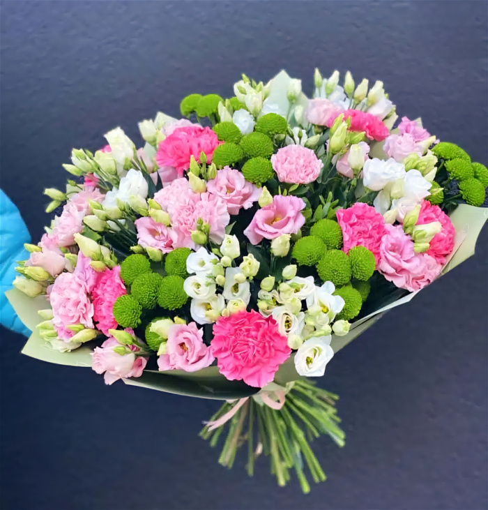 Bouquets | Valentine's Flowers | Vibrant Pink & Green Mixed Meadow Bouquet