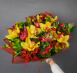 Bouquets | Valentine's Flowers | Luxury: Yellow Orchid & Crimson Bloom Bouquet