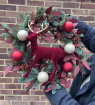 Christmas | Luxury Fresh Christmas Wreath with Velvet Reindeer – Red & Gold