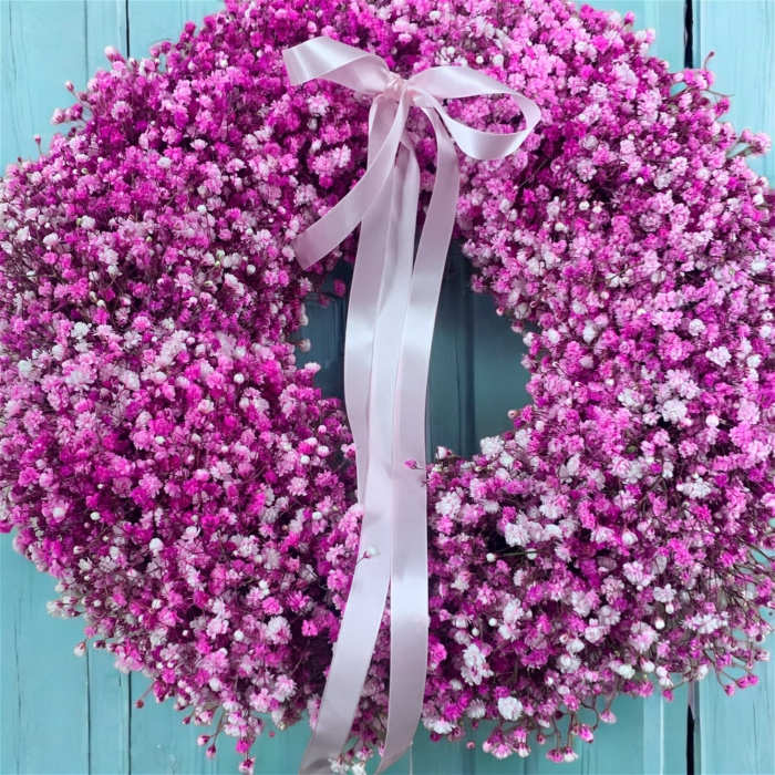 Gifts | Mother's Day | Spring | Wreaths | Fresh Hot Pink Gypsophila Wreath