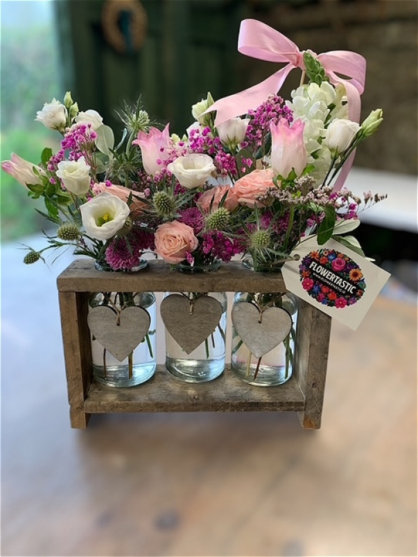 Floral Arrangements | Gifts | Mother's Day | Spring | Trio of Bud Vases Wooden Rack