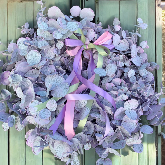 Mother's Day | Spring | Wreaths | 'Milka' Light Lilac, Fresh Eucalyptus Dipped Wreath
