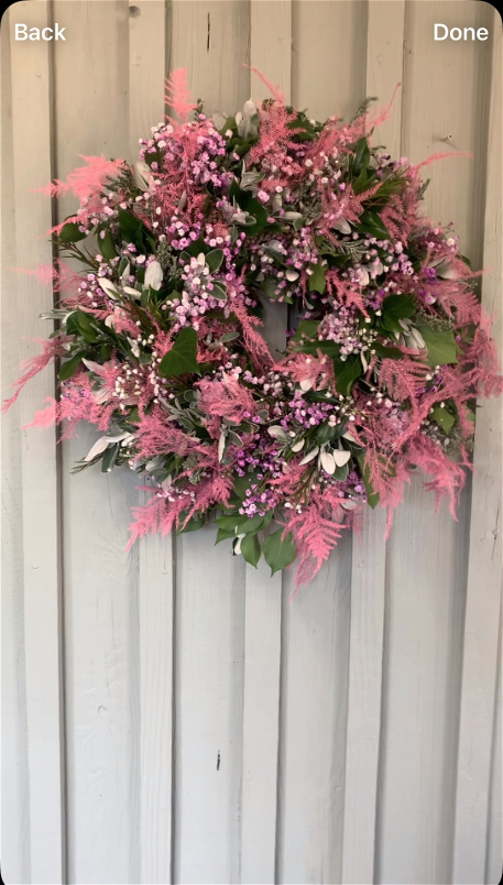 Spring/Summer | Wreaths | Blush Rose, Asparagus Fern & Foliage Door Wreath