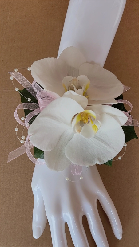 Debs Corsage | Gifts | Fresh Orchid & Baby Pink Ribbon Wrist Corsage
