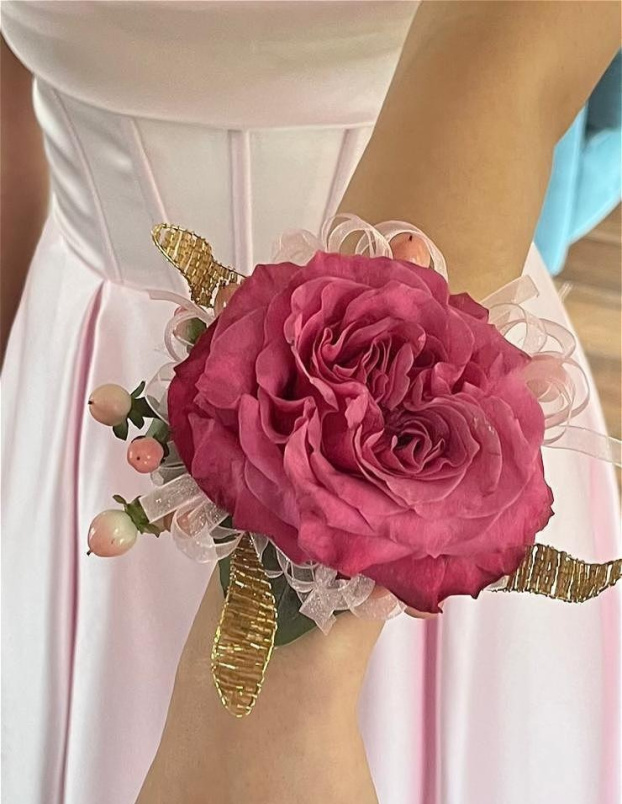 Debs Corsage | Gifts | Fresh Pink Rose Wrist Corsage