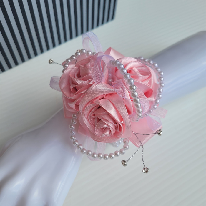 Debs Corsage | Gifts | Pink Rose Artificial Wrist Corsage