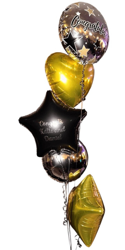 Balloons | Gifts | Luxury 5 Foil Personalised Engagement Balloon Bouquet