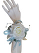 Debs Corsage | Gifts | Artificial White Rose Debs Wrist Corsage with Silver Bling & Baby Blue Ribbon